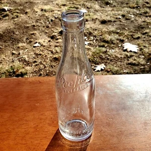 Vintage People's Beverages Media PA Embossed Clear Glass Bottle Bottling Works - Picture 1 of 12