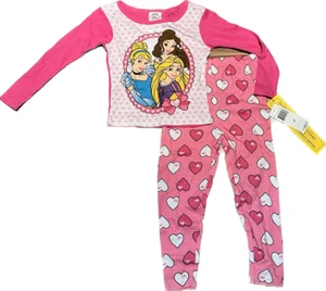 3T Toddler Girls Disney Princess Pajamas Cinderella Rapunzel Belle Cotton PJ Set - Picture 1 of 2
