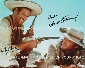 FOTO AUTOGRAFIADA FIRMADA POR CLINT EASTWOOD Y ELI WALLACH 8X10 RPT LO BUENO MALO FEO - Imagen 1 de 1