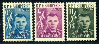 ALBANIA 1962 647-649a ** MNH OVERPRINT SPACE GARGARIN SET 90€(F3239 - Image 1 of 2