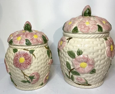 Franciscan Desert Rose 3D Cesta Tejido Diseño Bote Set De 2 Usado En Excelente Condición!! Foto 1 de 4