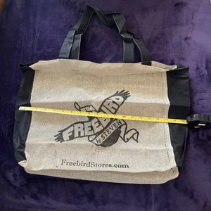 FREEBIRD By Steven Bag Tan Black Logo Woven Tote Travel Packable Pool Beach Shop - Picture 1 of 1