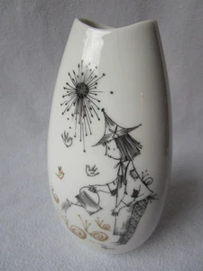 Rosenthal Fischmaul-Vase Pärchen mit Schnecken signiert Peynet feiner Glasurriss - Picture 1 of 11