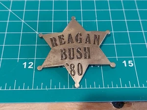 Vintage Ronald Reagan George Bush 1980 Star Badge Pin Metal Marshall - Picture 1 of 4
