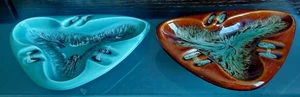 ASCHENBECHER MID CENTURY MODERN - 2er Set - GLASIERTE KERAMIK MADE in AMERICA - SANFT GEBRAUCHT - Bild 1 von 6