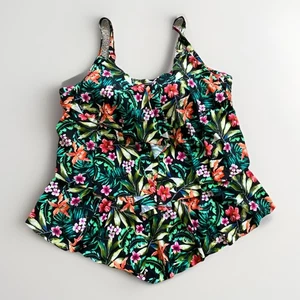 Swimsuits For All Tankini Swim Top 26 Plus Tiered Tropical Floral Padded Summer - Picture 1 of 16