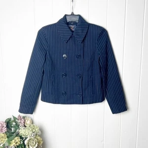 Chaqueta Ralph Lauren American Living Recortada Doble Pecho A Rayas - Imagen 1 de 11