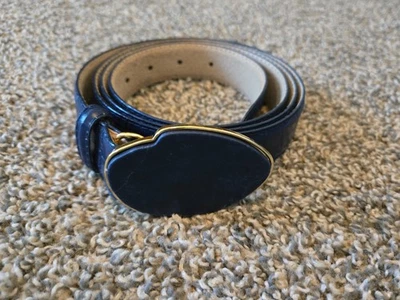 womens blue alligator style wrap belt with black stone buckle 2X Leather lined. - Image 1 of 4