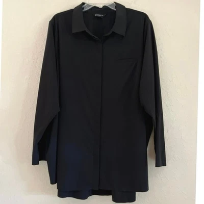 Blusa Athleta Urbanite Abotonada Mujer Talla 3X Negra Trabajo Viaje Ligera Foto 1 de 4