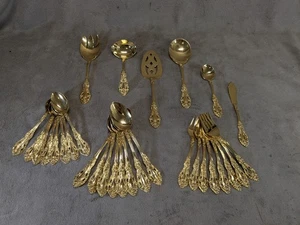Juego de 30 piezas de cubiertos dorados de por vida bulbosos cubiertos de oro rosa utensilios de corte - Imagen 1 de 24