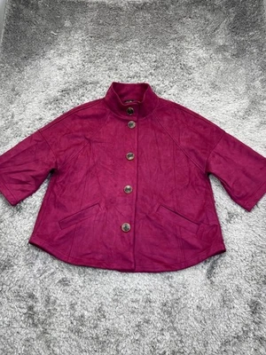 Chaqueta Bob Mackie Mujer Mediana Rojo Vino Vegano Imitación Gamuza Blazer Corto Abrigo Columpio Foto 1 de 4