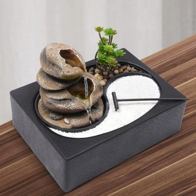 Fuente rocosa cascada feng shui escritorio sonido agua escritorio interior mini decoración Foto 1 de 4
