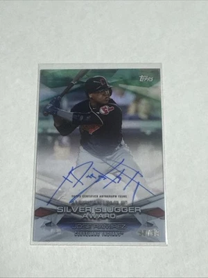 2018 Topps Silver Slugger Jose Ramirez 38/99 ON CARD DOUBLE AUTO ERROR #MLBAA-JR - Image 1 of 2
