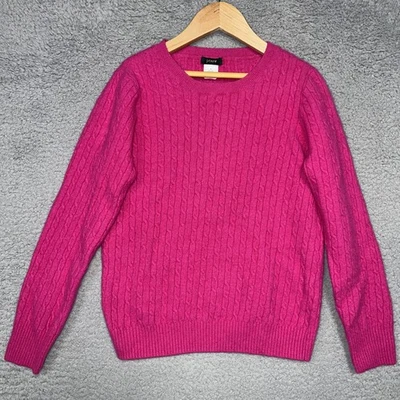J Crew Sweater Youth Size M Pink Cable Knit Wool Cashmere Blend Pullover - Image 1 of 4