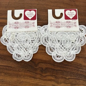 Vintage Wimpole Street Creations 4" Herz Battenburg Deckchen x 2 Sets - Bild 1 von 3