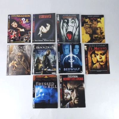 Lot of 10 Horror Thriller Sci-Fi DVD Movies Black Death Beowulf Dressed to Kill Foto 1 de 4