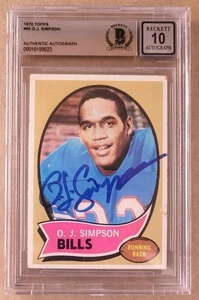 Signed O.J. Simpson Buffalo Bills  1970 Topps Card #90 Beckett Slabbed 10 - Picture 1 of 1