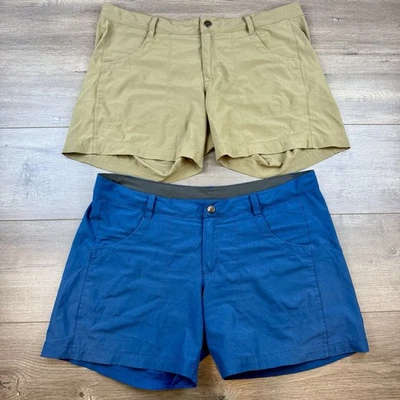 x2 Patagonia Hiking Active Trail Shorts Lot Women's 12 Navy Blue Beige Khaki - Image 1 of 4