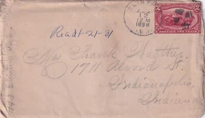 USA, Old Cover 1898 Clinton Ind. to Indianapolis Ind. 2c Sc#231 with letter - Picture 1 of 4