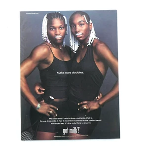Serena & Venus Williams Vintage Make Ours A Double 1999 Milk Original Print Ad - Bild 1 von 6