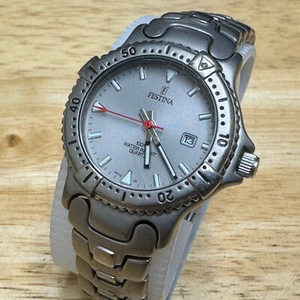 Festina Quartz Watch Women 100m Rotating Bezel Titanium Date New Battery 6" - Picture 1 of 6