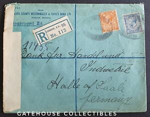 GB KGV Registered Envelope, London Westminster & Parr's Bank, 1919 to Germany!