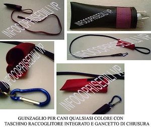 GUINZAGLIO CANI QUALSIASI COLORE CON TASCHINO RACCOGLITORE INTEGRATO  - Picture 1 of 1