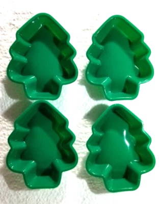 Holiday Christmas Tree Molds Set of 4 Green Plastic Soap Chocolate ++ Crafts DIY - Image 1 of 3
