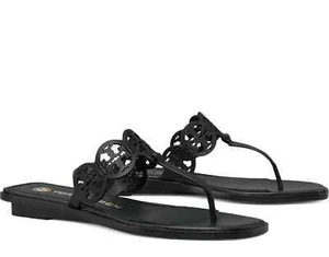 NIB Tory Burch Women's Tiny Miller Thong Sandals BLACK 9.5 9 - Picture 1 of 3