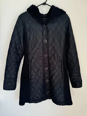 Женская черная куртка Prana с длинным капюшоном Diva карманы средней длины M стеганая - Изображение 1 из 4