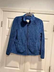 Faded Glory Zip Up Furry Jacket Blue Size L 12/14 - Picture 1 of 5