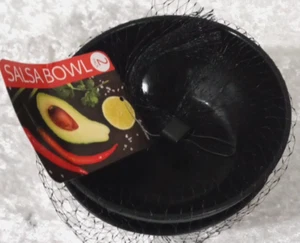 Salsa Dip Bowls Black Plastic Serving Chips Taco Dipping Sauce Dish Set of 2 - Picture 1 of 5