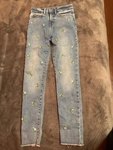 Gap Kids Embroided Flowers Jeggings ankle high rise Size 12 - Picture 1 of 7