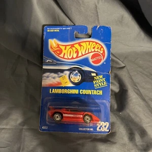 Hot Wheels LAMBORGHINI COUNTACH - Blue Card #232 - Red, CHROME Ultrahot Wheels - Picture 1 of 2