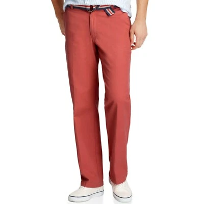 IZOD SALTWATER NANTUCKET RED MEN'S 38 x 32 FLAT FRONT CHINO PANTS STRAIGHT FIT! - Image 1 of 4