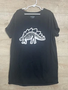 Cat And Jack Shirt Boy's XL 14-16 Short Sleeve Black Dinosaur Bones Stegosaurus - Picture 1 of 4