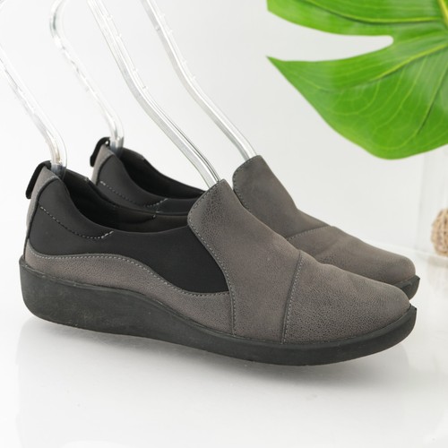 Mocassino slip on donna Clarks Sillian Paz taglia 6 scarpe casual nere grigie