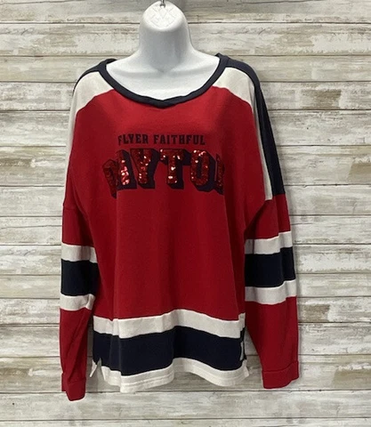 Victorias Secret Pink NCAA Dayton Flyers T-shirt Sequin Bling Glitz Size Medium Cover