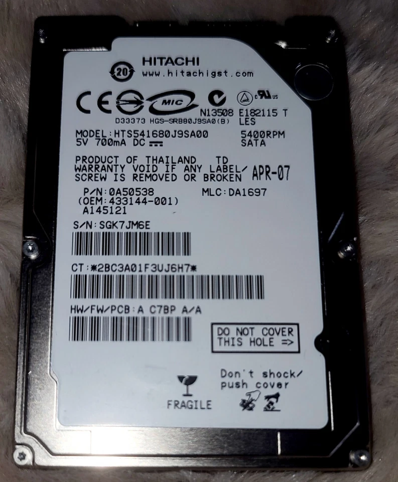 Hitachi Internal 5400RPM SATA DRIVE  - Image 1 of 3