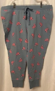 Torrid Sleep Pink Flamingos 3/4 Length Blue Jogger Pajama Pants Size 3 - Picture 1 of 5