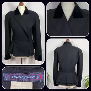 Vintage 1940s Style Campagnie NG Black Wool Blend Fitted Peplum Jacket Size 12 - Picture 1 of 7