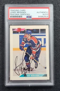 1992 JOSEF BERANEK Signed Bowman Hockey Trading Card-EDMONTON OILERS-PSA - Picture 1 of 4