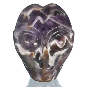3,03 Zoll natürlicher Chevron Amethyst handgeschnitzt Sternwesen Alien Kopf Schnitzerei #35K99 - Bild 1 von 8