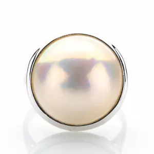 Vintage Ring aus 585er Weißgold mit Mabe Perle - Picture 1 of 6