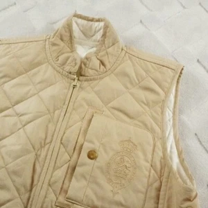 Lauren Ralph Lauren Quilted Reversible Vest Womens Medium Full Zip Crest Logo - Picture 1 of 12