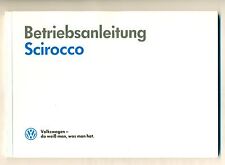 VW Scirocco Bedienungsanleitung 1989 Betriebsanleitung, Handbuch Bordbuch