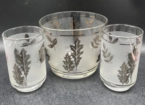 Libbey SILVER FOLIAGE Eiswanne Eimer + 2 Becher Getränkeglas 60er Jahre MCM Vintage - Bild 1 von 17