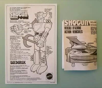 Replica istruzioni GOLDRAKE Shogun Mattel Popy veicoli d'azione UFO ROBOT GA-37 - Immagine 1 di 2