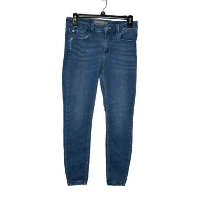 Pantalones de mezclilla para mujer JustUSA ajustados tiro medio bolsillo desgastado azul talla 26 Foto 1 de 4