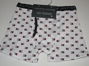 Tommy Hilfiger Boys S 6-7 2 Pk Cotton Knit Boxer Brief Shorts Underwear White - Picture 1 of 2